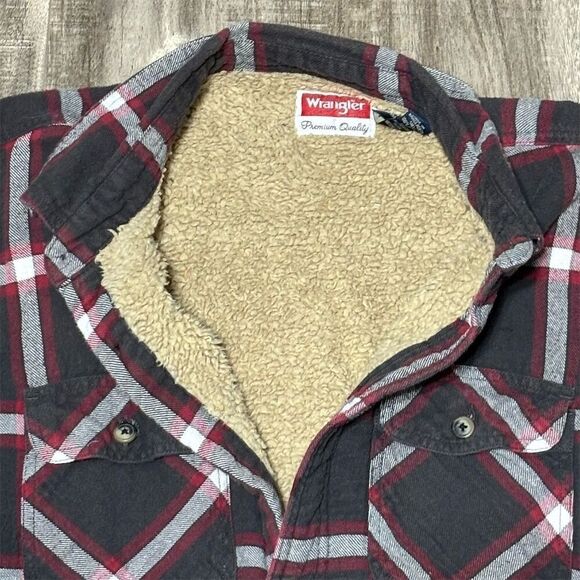 Wrangler Men's XL Sherpa Lined Flannel Jacket Multicolor Plaid Casual - Picture 3 of 4